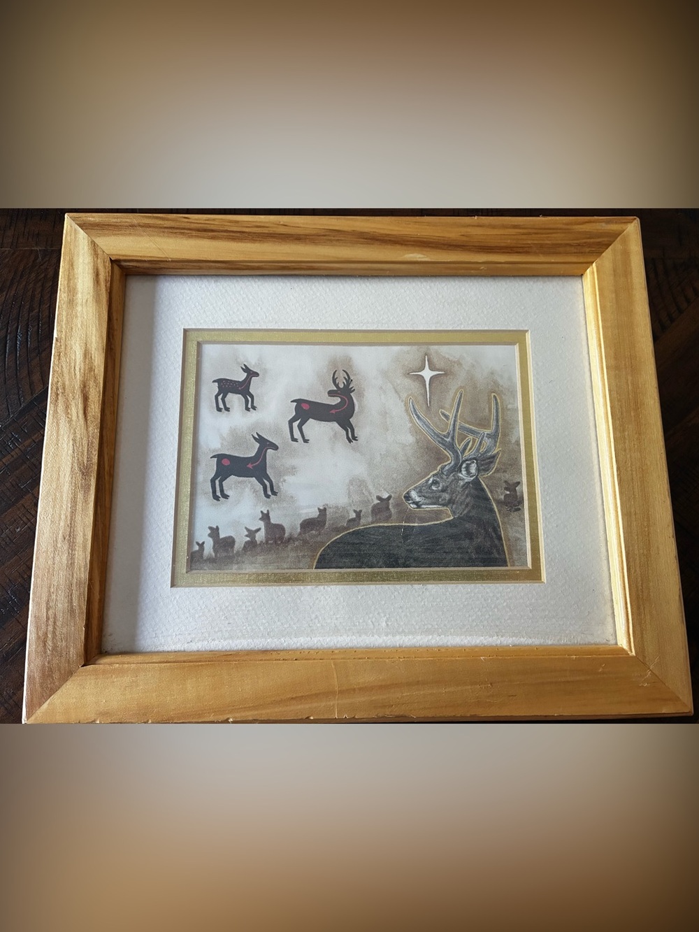 Framed Deer Artwork in Gold Frame, Spirit of the Deer